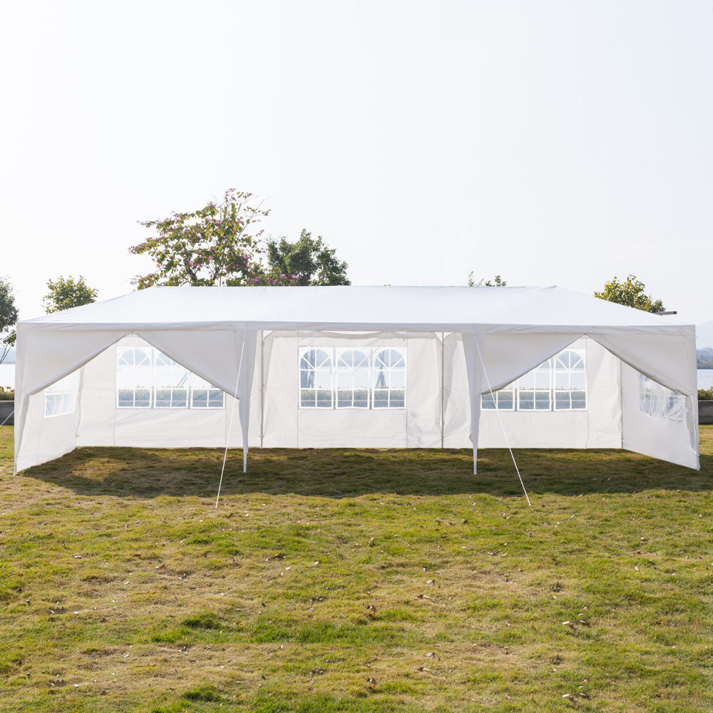 Backyard Tent for Parties, Waterproof Patio Gazebo with 8 Removable Sidewalls, 10x30ft, White, W01