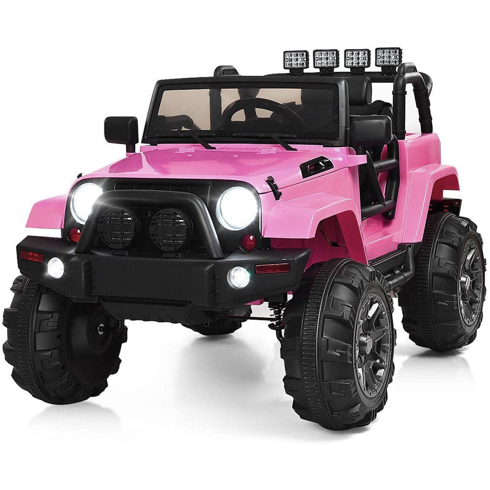 Ride on Cars, Pink 12V Ride on Cars with Remote Control, Battery Electric Vehicles Truck Car with Suspension/LED Lights, Kids Ride on Cars Gift for Boys Girls, CL01