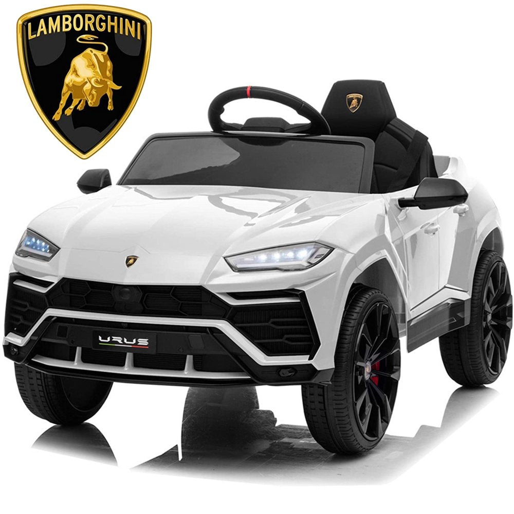 Ride on Car with Remote, Kids Electric 12 volt Lamborghini Urus Ride on Toys, White Battery Powered Ride on Sport Car, 3 Speeds Kids Best Toy Car for Girls, LED Lights, MP3 Music, CL74